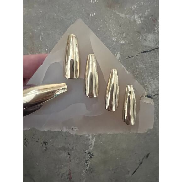 Gold Metal Brass Nails, Accessories, Custom Nails, Press Ons, Gold Jewelry - Picture 2 of 6